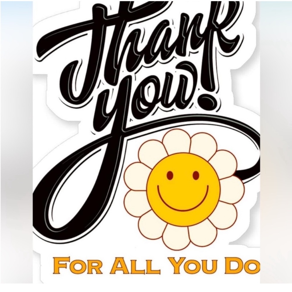 Thank You Sticker with Smiley Flower